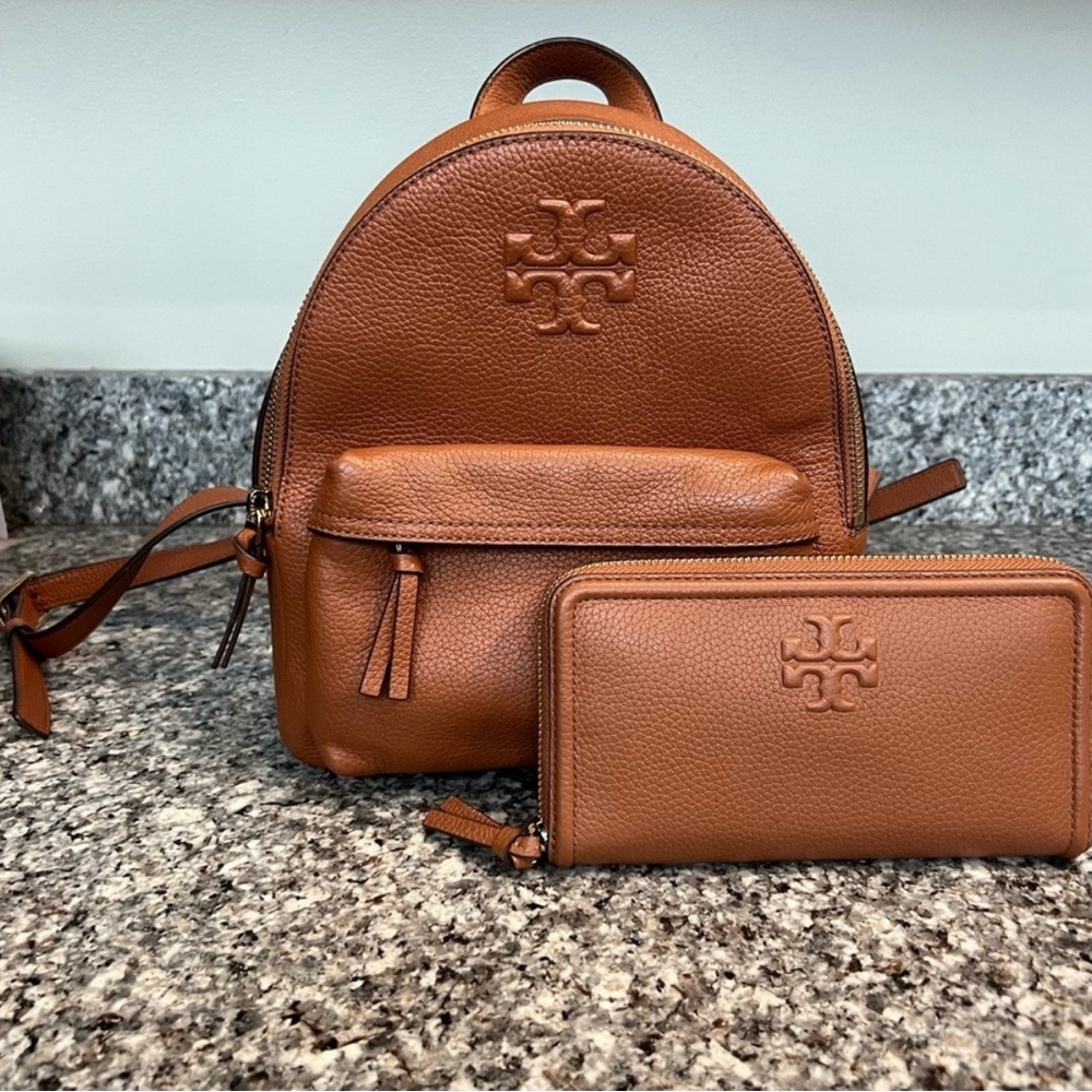 Tory Burch Thea Mini Leather Backpack and Wallet Set